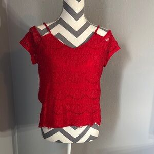 Red Lace Women's Top